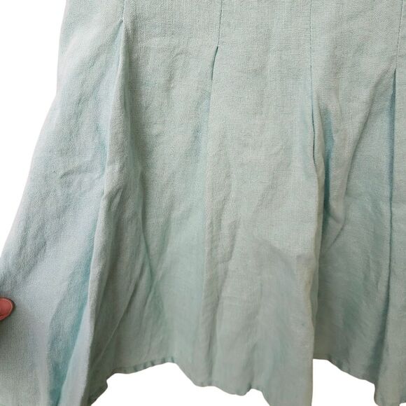 Twenty-One 100% Linen Aqua Blue Pleated Skirt SZ LG - Picture 4 of 10